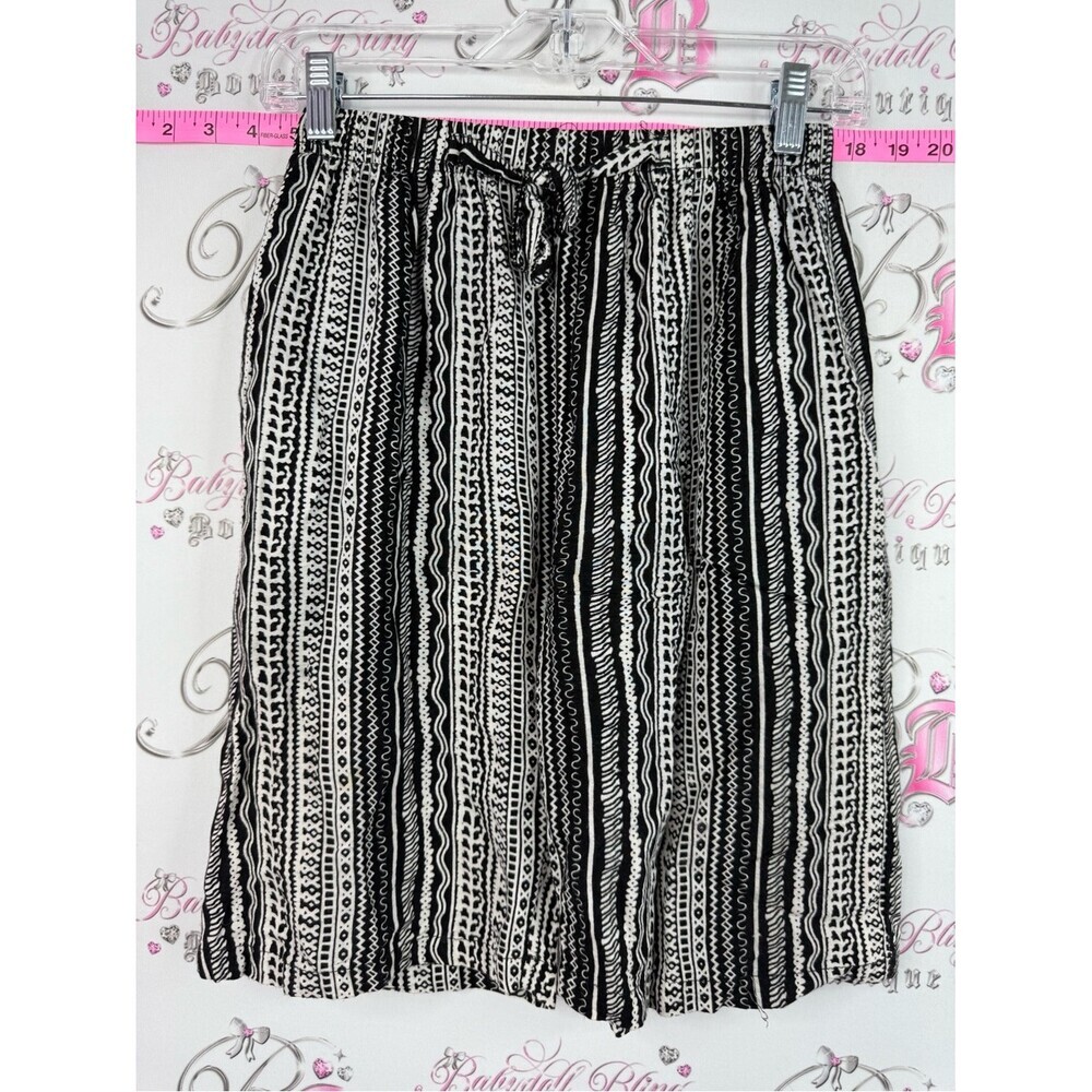 Sanjoy skirt Aztec Black & White Vertical Patterned Drawstring Skirt